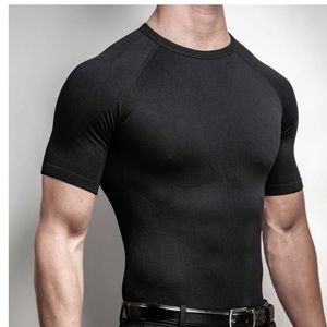 Corewear Coremax Apparel Slimming Crew Neck Black Compression Shirt Size Large